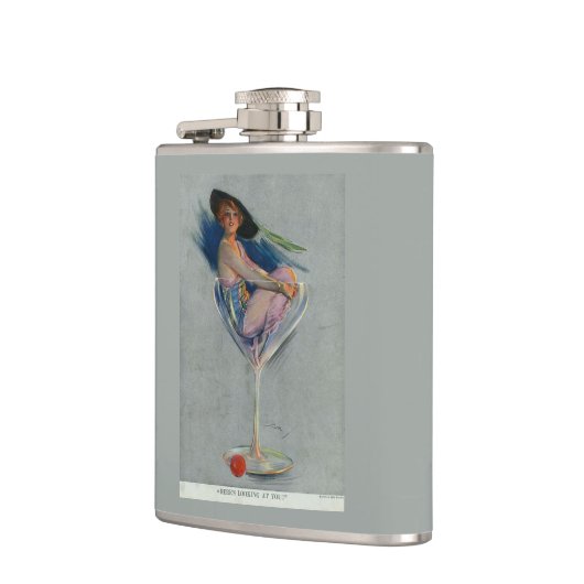  dame in champagneglas heupfles (Links)