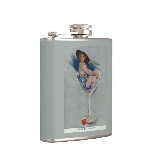  dame in champagneglas heupfles (Rechts)