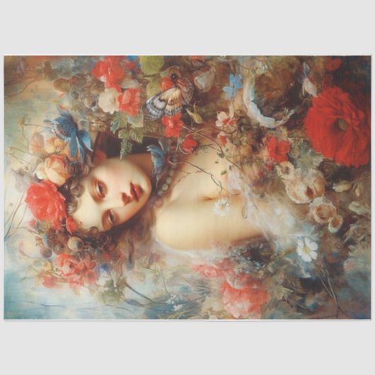 Dame in de bloemen tissuepapier (Voorkant)