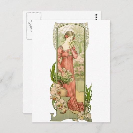 Dame in de kas briefkaart (Voorkant / Achterkant)