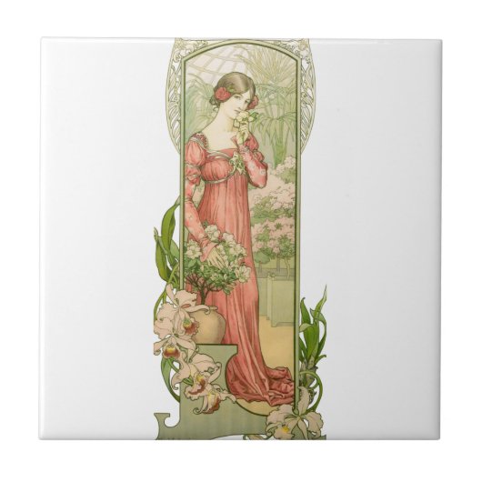 Dame in de kas tegeltje (Voorkant)