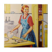 Dame in de keuken l Retro Tegeltje (Voorkant)