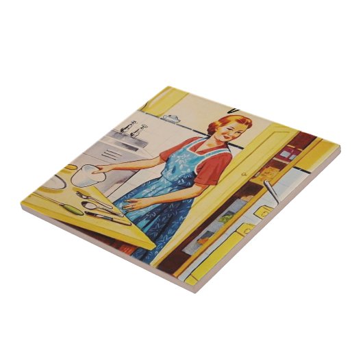 Dame in de keuken l Retro Tegeltje (Zijkant)