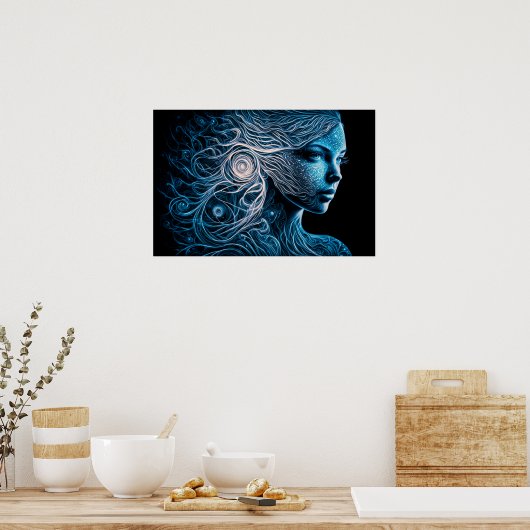 Dame in de lichtspiraal poster (Keuken)