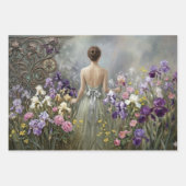 Dame in de paarse weide Decoupage  Inpakpapier Vel (Voorkant)