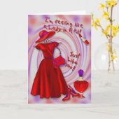 Dame in de Rode Kaart van de Verjaardag (Gele Bloem)