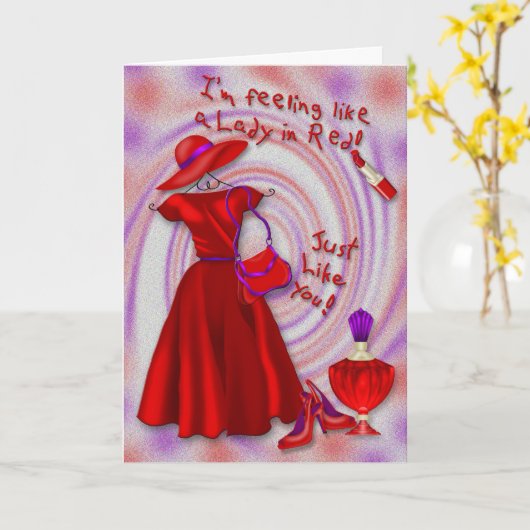 Dame in de Rode Kaart van de Verjaardag (Gele Bloem)