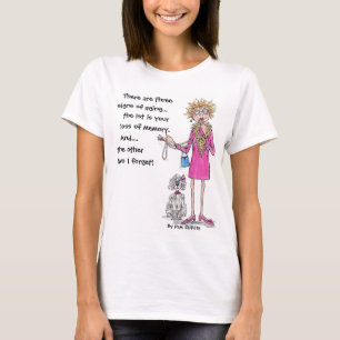 Dame in de rode tekening, vergeetachtige verouderi t-shirt