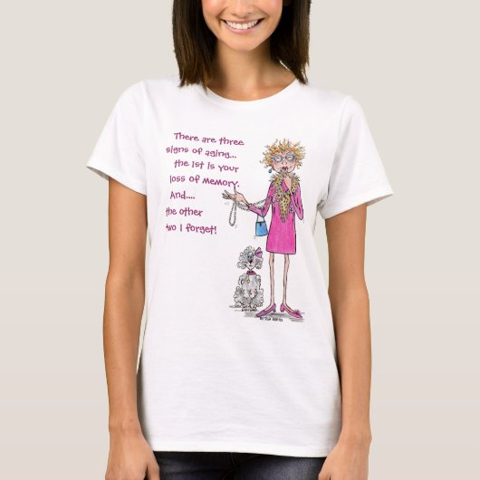 Dame in de rode tekening, verouderende tekst T-shi T-shirt (Voorkant)