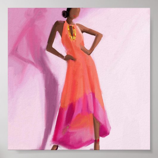 Dame in de roze jurk poster (Voorkant)