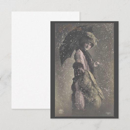  dame in de sneeuw bedankkaart (Voorkant / Achterkant)