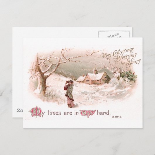 Dame in de sneeuw in kerst Kaart (Voorkant / Achterkant)