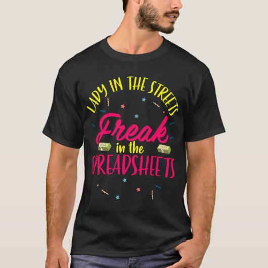 Dame in de straten in de spreadsheets t-shirt (Voorkant)