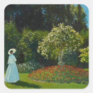 Dame in de tuin (1867) Claude Monet fijne kunst Vierkante Sticker