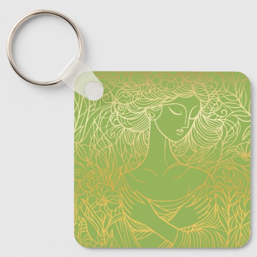 Dame in de tuin sleutelhanger (Voorkant)