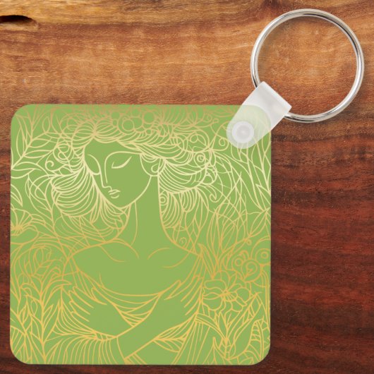 Dame in de tuin sleutelhanger (Achterkant)