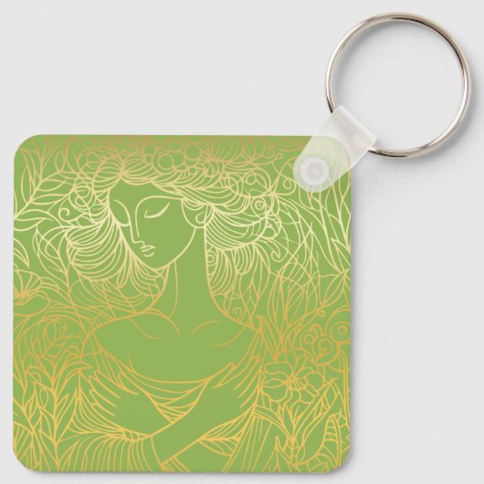 Dame in de tuin sleutelhanger (Achterkant)