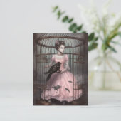 Dame in de Vogelkooi Met Vreemde Vogel Briefkaart (Staand voorkant)
