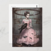 Dame in de Vogelkooi Met Vreemde Vogel Briefkaart (Voorkant / Achterkant)