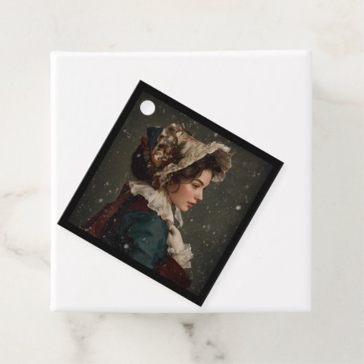 Dame in de winter bedankjes labels (In situ)