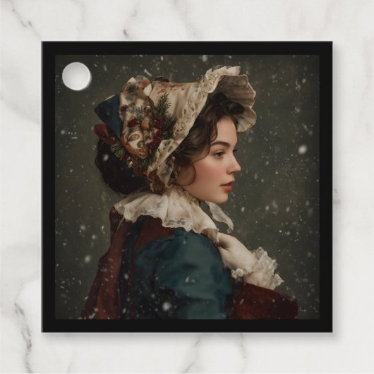 Dame in de winter bedankjes labels (Voorkant)