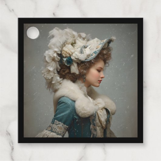 Dame in de winter bedankjes labels (Voorkant)