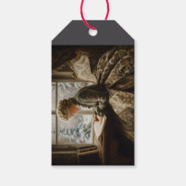 Dame in de winter cadeaulabel