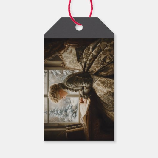 Dame in de winter cadeaulabel (Voorkant)