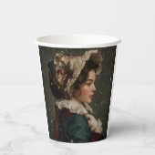 Dame in de winter papieren bekers (Achterkant)