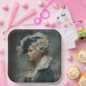 Dame in de winter papieren bordje (Feest)