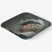 Dame in de winter papieren bordje (Gebogen)