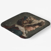 Dame in de winter papieren bordje (Gebogen)