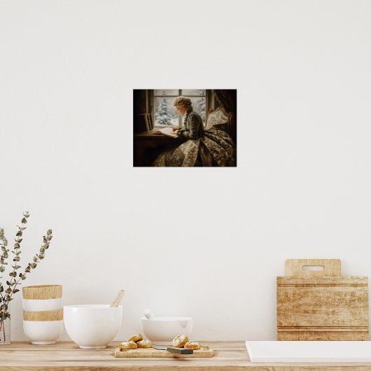 Dame in de winter poster (Keuken)