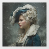 Dame in de winter raamsticker (Vel)