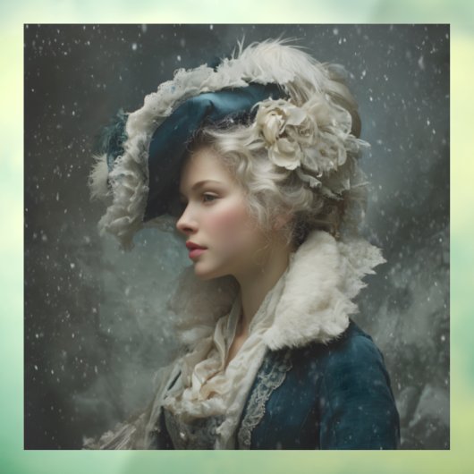 Dame in de winter raamsticker (Vel 3)