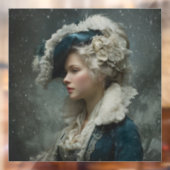 Dame in de winter raamsticker (Vel 2)