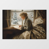 Dame in de winter raamsticker (Vel)