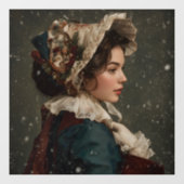 Dame in de winter raamsticker (Vel)