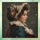 Dame in de winter raamsticker (Vel 3)