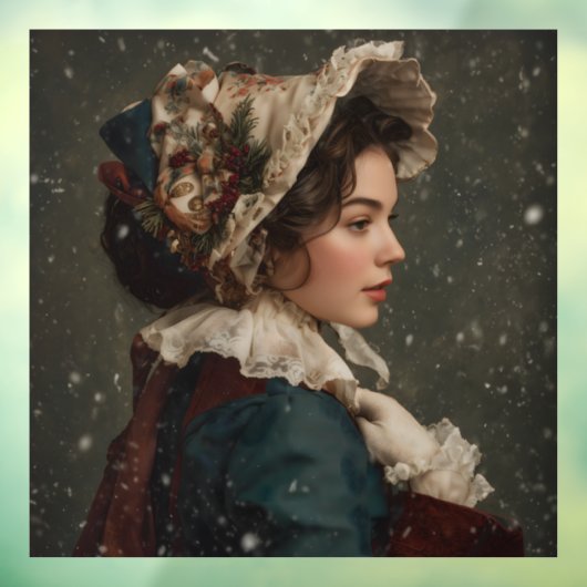 Dame in de winter raamsticker (Vel 3)