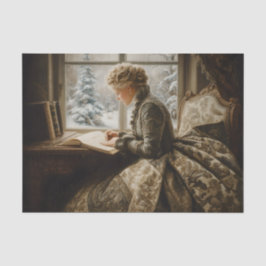 Dame in de winter tissuepapier