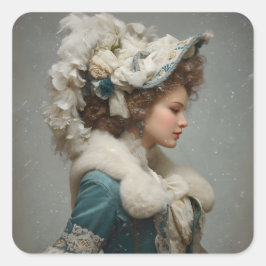 Dame in de winter vierkante sticker