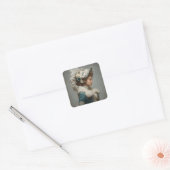Dame in de winter vierkante sticker (Envelop)
