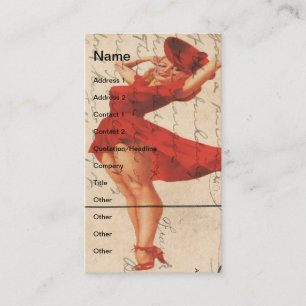  dame in digitale rode dress kunst visitekaartje