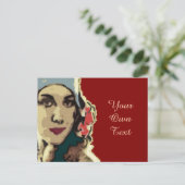 Dame in een blauw Pet Pop Art uit 1920 Briefkaart (Staand voorkant)