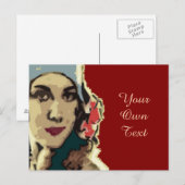 Dame in een blauw Pet Pop Art uit 1920 Briefkaart (Voorkant / Achterkant)