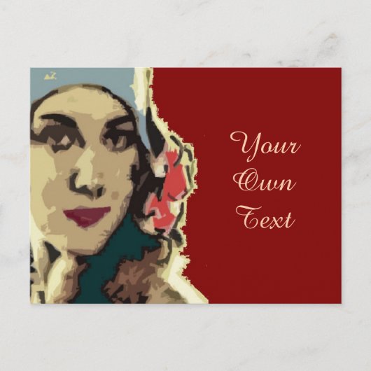 Dame in een blauw Pet Pop Art uit 1920 Briefkaart (Voorkant)