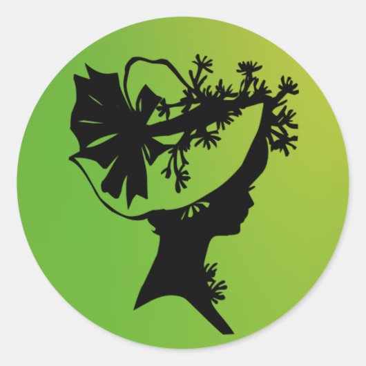 Dame in een Bonnet 20 Green AH2010 Ronde Sticker (Voorkant)