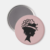 Dame in een Bonnet 7 Blush Pink AH2010 Magneet (Voorkant / Achterkant)