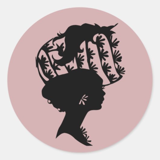 Dame in een Bonnet 9 Blush Pink AH2010 Ronde Sticker (Voorkant)